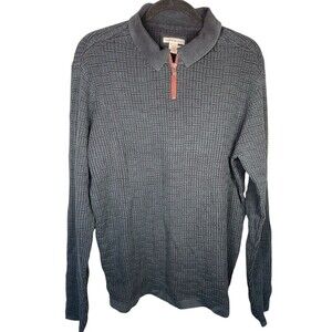 Carbon 2 Cobalt Sweater Mens L Gray Pullover  1/4 Zip Elbow‎ Patches Long Sleeve